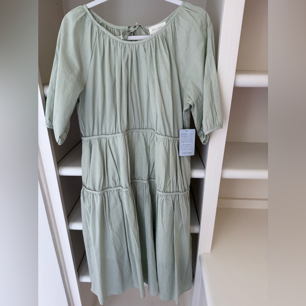 MELLODAY Tiered Green Dress